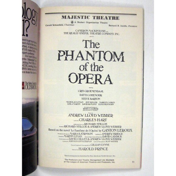 Phantom Playbill March 1989 Majestic Theatre Rebecca Luker Groenendaal Barton - Picture 4 of 10